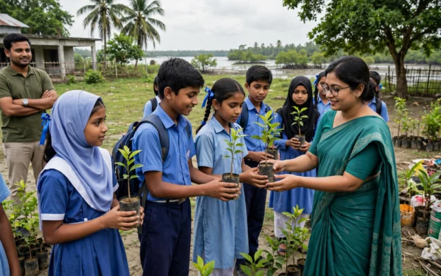বরগুনায় চারা রোপণের প্রতীকী চিত্র